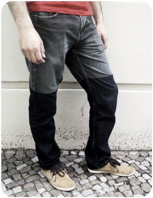 Two Tone Dude Duds: A DIY Jeans Refashion ~ Confessions of a Refashionista