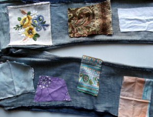 DIY patchwork jeans refashion