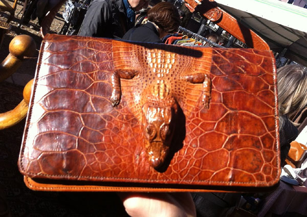 A vintage bag made from a crocodile (photo courtesy of Lunatic Needle)