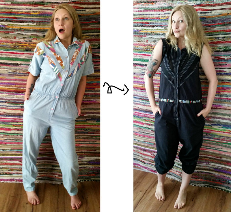 refashioned jumpsuit before after