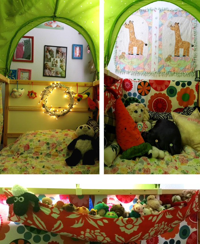 diy kids bed + upcycled teddy hammock