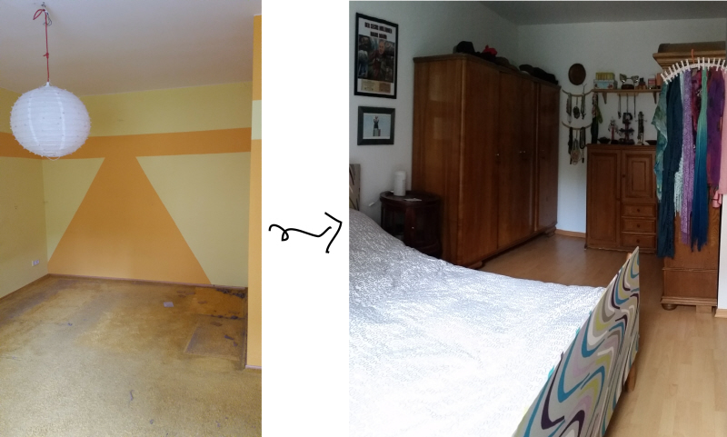 upcycled vintage diy bedroom before & after 
