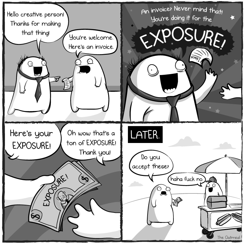 working for exposure by the oatmeal