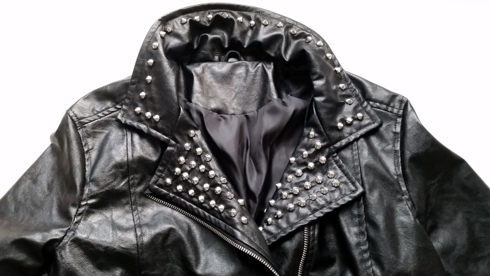 faux leather jacket button embellishment tutorial