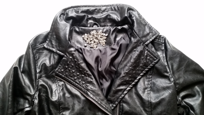 faux leather jacket button embellishment tutorial 