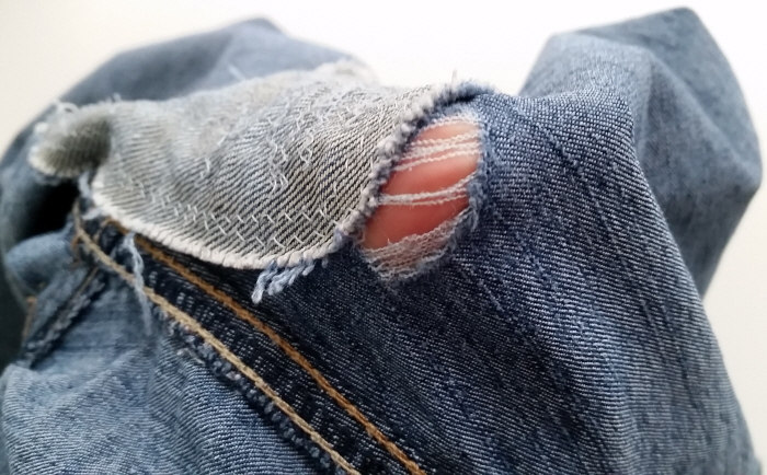 Mend jeans with Sashiko stitching
