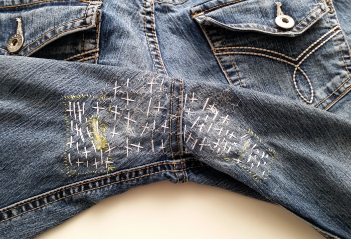 Mend jeans with Sashiko stitching