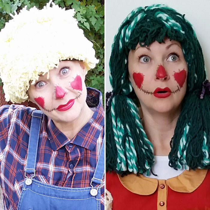 The no sew yarn wig + DIY ragdoll & scarecrow costumes