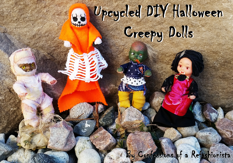 Easy upcycled DIY Halloween Creepy Dolls
