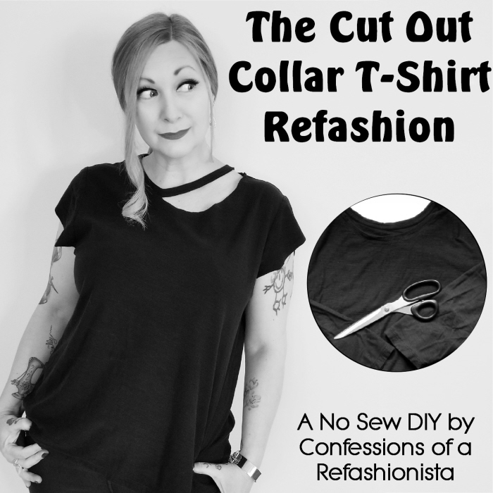 Cut Out Collar T-Shirt Refashion - Confessions of a Refashionista