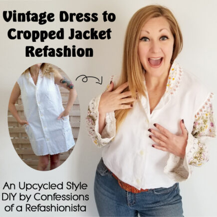 Vintage Dress to Cropped Jacket Refashion - Confessions of a Refashionista