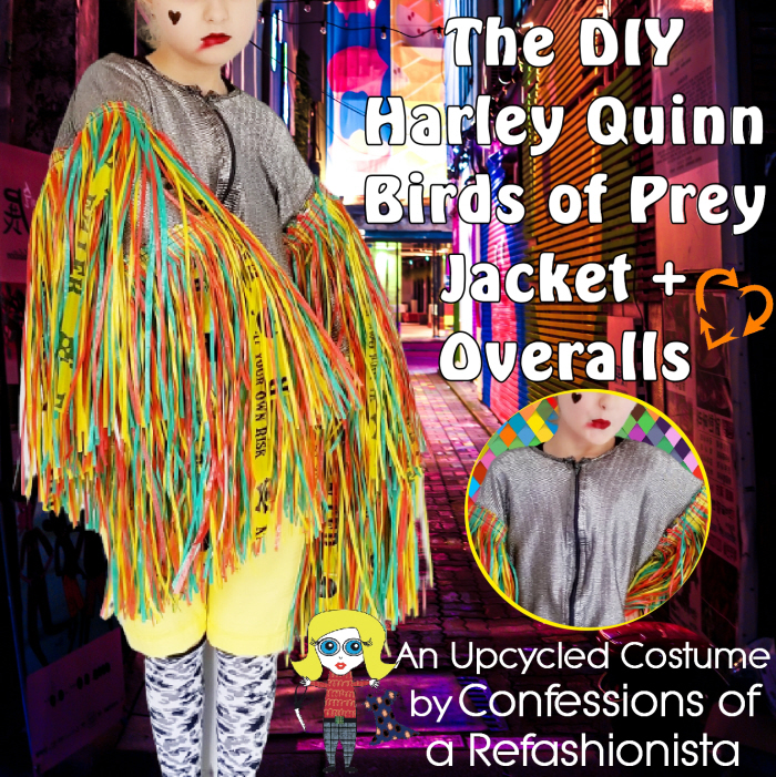 Diy Harley Quinn Birds Of Prey Jacket Overalls Confessions A Refashionista - Diy Harley Quinn Costume Birds Of Prey